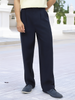 Men's Navy Loose Baggy Fit Solid Korean Trousers Stretchable