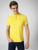 Men's Mustard Solid Mandarin Collar Slim Fit Cotton T-Shirt