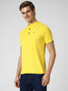 Men's Mustard Solid Mandarin Collar Slim Fit Cotton T-Shirt