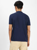 Men's Navy Blue Solid Mandarin Collar Slim Fit Cotton T-Shirt