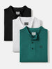 Men's Multicolor Solid Mandarin Collar Slim Fit Cotton T-Shirt Pack of 3