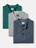 Men's Multicolor Solid Mandarin Collar Slim Fit Cotton T-Shirt Pack of 3