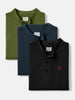 Men's Multicolor Solid Mandarin Collar Slim Fit Cotton T-Shirt Pack of 3