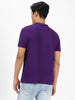 Men's Purple Solid Mandarin Collar Slim Fit Cotton T-Shirt