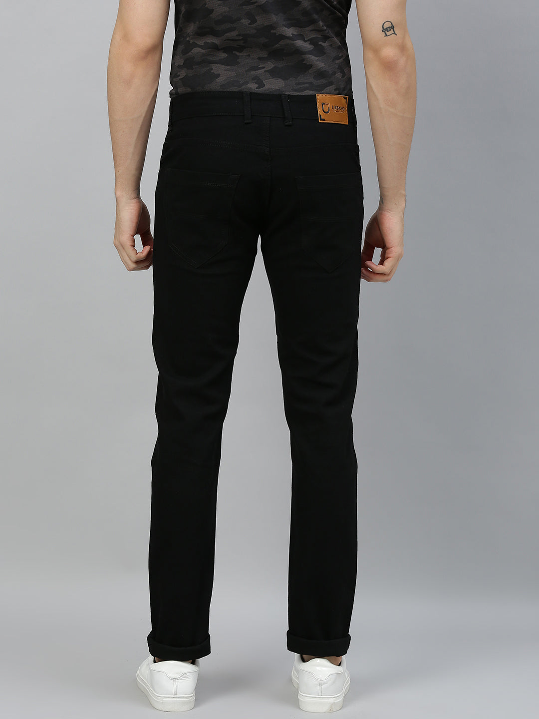 Men's Black Slim Fit Stretch Zippered Jeans