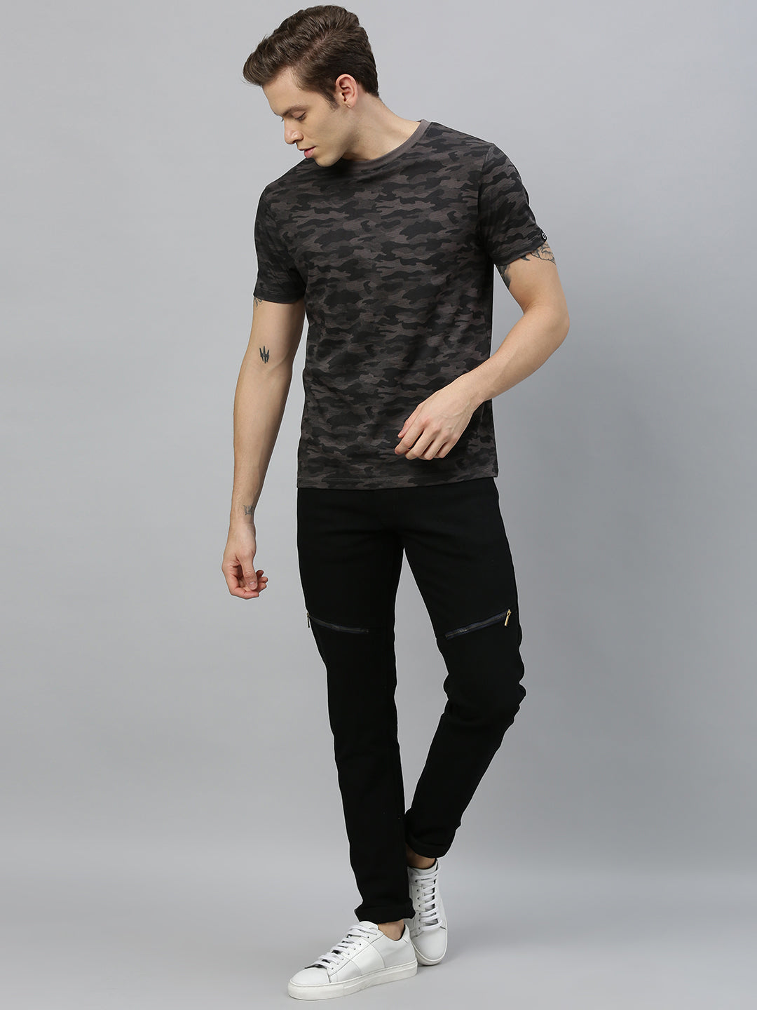 Men's Black Slim Fit Stretch Zippered Jeans