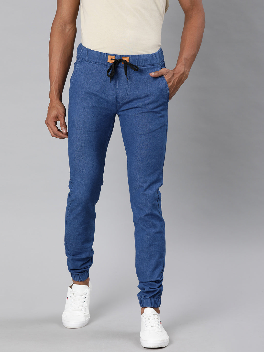 Men's Sky Blue Slim Fit Washed Jogger Jeans Stretchable