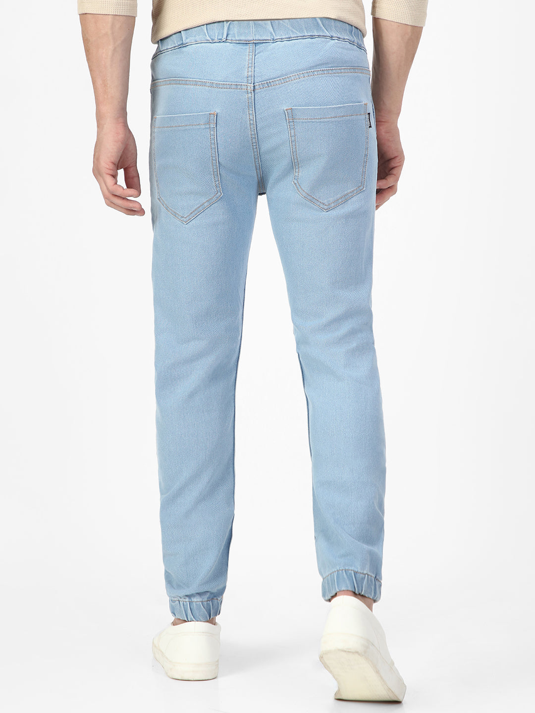 Men's Ice Blue Slim Fit Washed Jogger Jeans Stretch