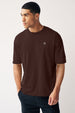 Men's Chicory Coffee Solid Round Neck Oversized Half Sleeve Cotton T-Shirt