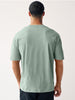 Men's Granite Green Solid Round Neck Oversized Half Sleeve Cotton T-Shirt