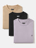 Men's Multicolor Solid Round Neck Oversized Fit Cotton T-Shirts Pack of 3