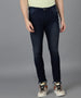 Men's Navy Regular Fit Mild Distressed/Torn Jeans Stretchable