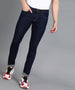 Men's Navy Regular Fit Washed Jeans Stretchable