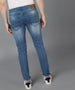 Men's Light Blue Slim Fit Mild Distressed/Torn Jeans Stretchable