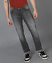 Men's Grey Regular Fit Washed Jeans Stretchable