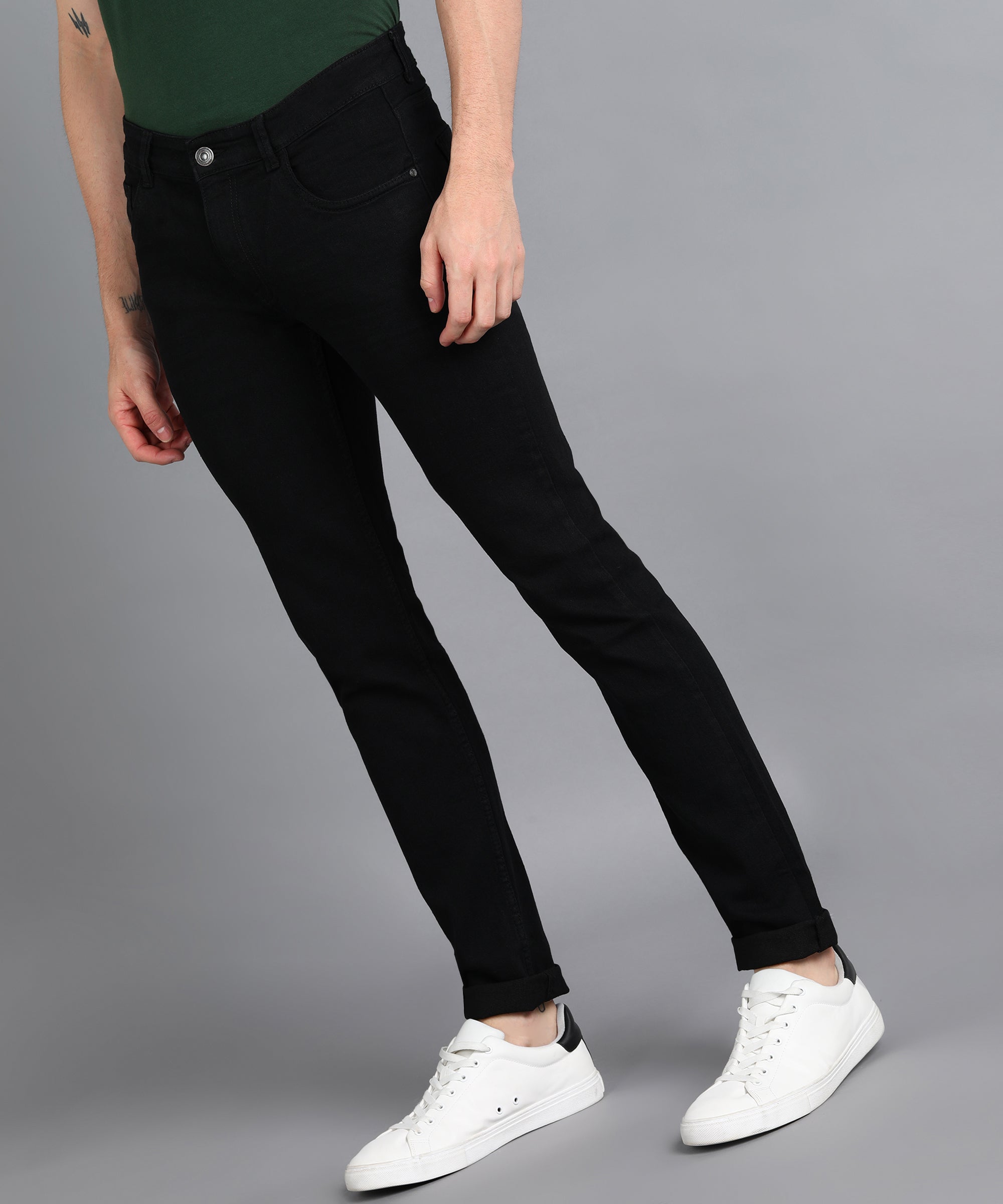 Men's Black Slim Fit Washed Jeans Stretchable