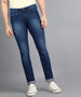 Men's Dark Navy Slim Fit Washed Mild Distressed/Torn Jeans Stretchable