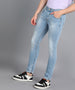 Men's Light Blue Slim Fit Washed Jeans Stretchable