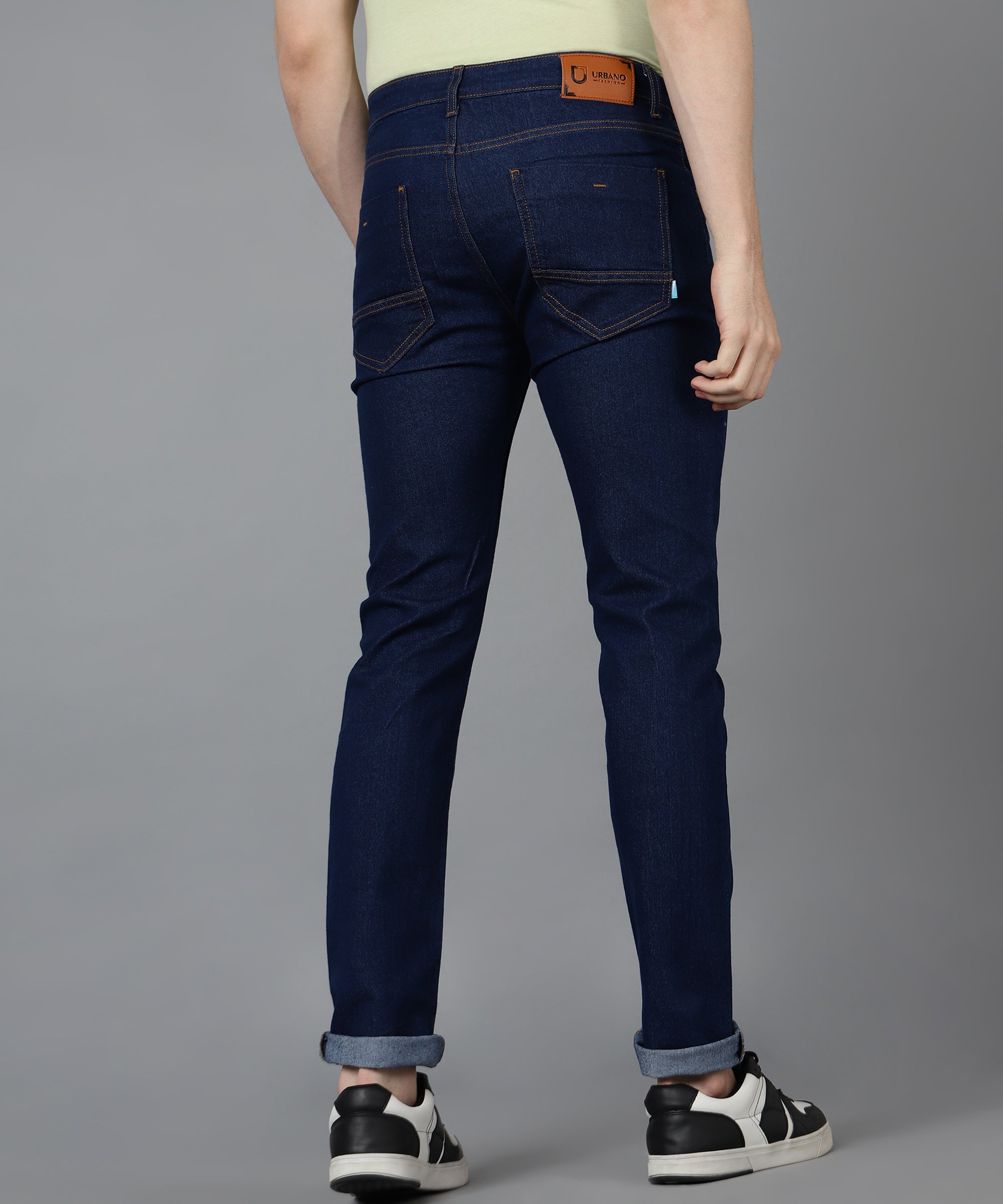 Men's Navy Slim Fit Washed Jeans Stretchable