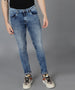 Men's Royal Blue Skinny Fit Washed Jeans Stretchable