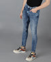 Men's Royal Blue Skinny Fit Washed Jeans Stretchable