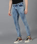 Men's Light Blue Skinny Fit Washed Jeans Stretchable