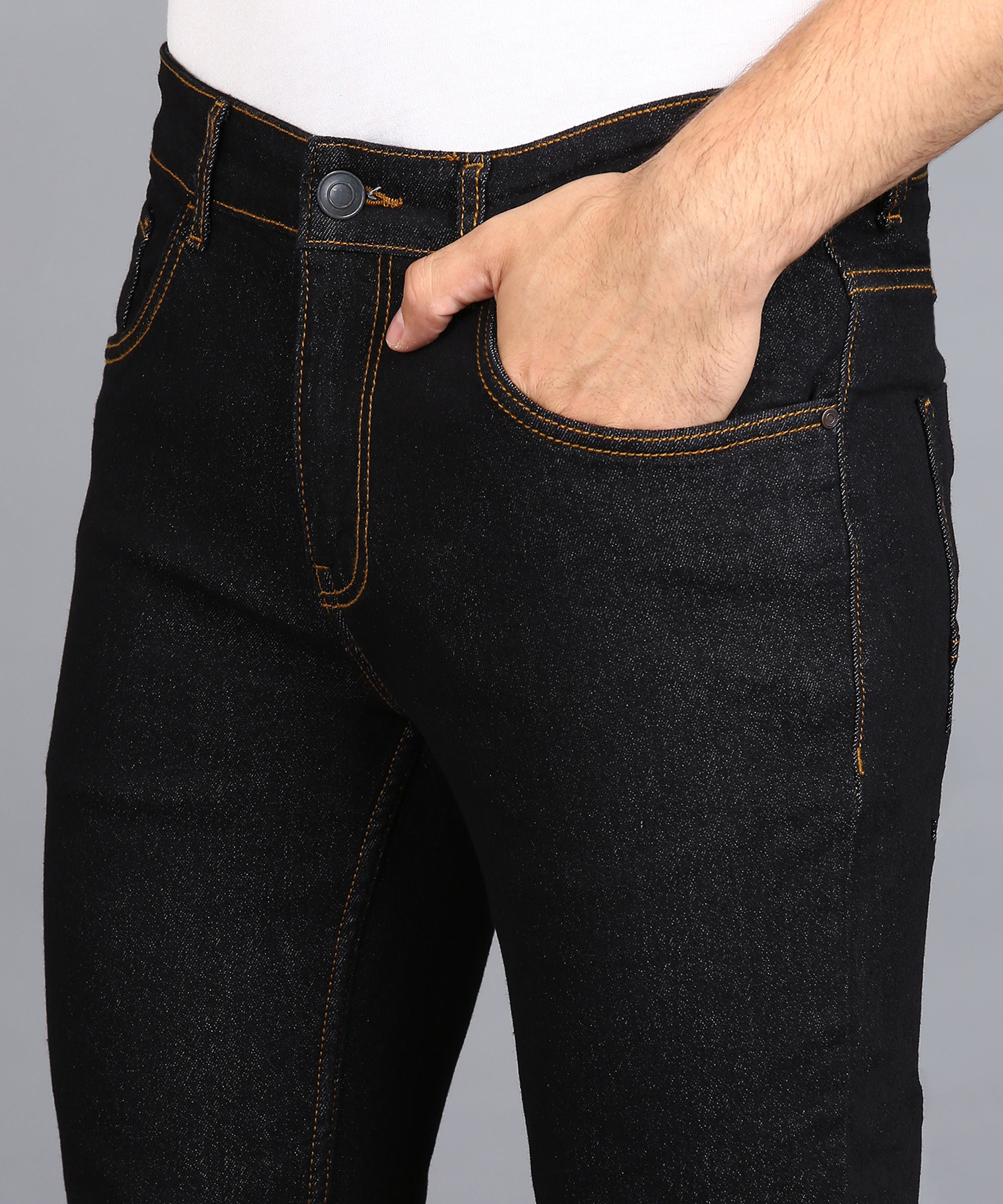 Men's Navy Slim Fit Washed Jeans Stretchable