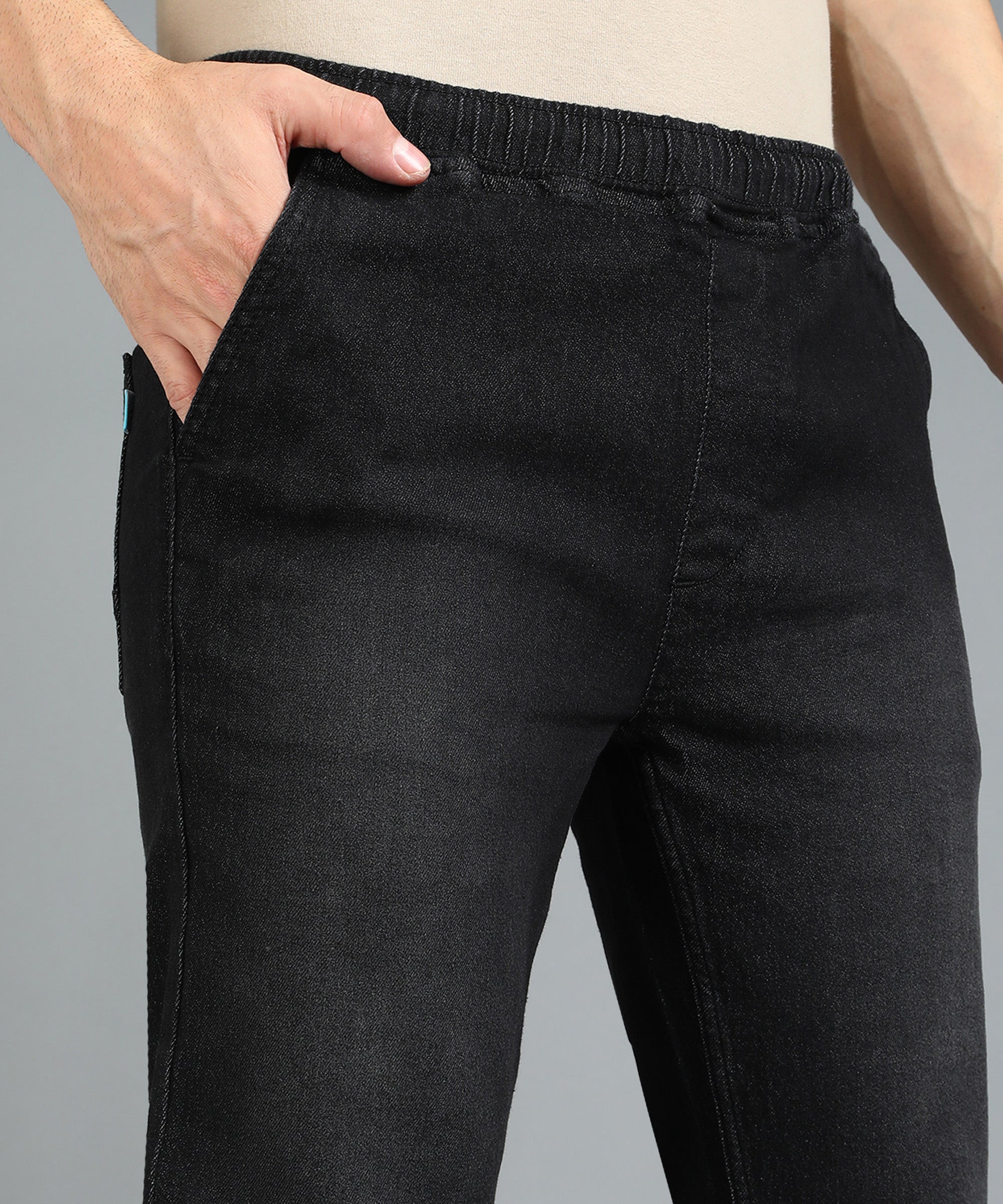 Men's Dark Navy Slim Fit Washed Jeans Stretchable