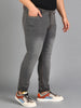 Plus Men's Grey Slim Fit Washed Jeans Stretchable