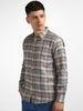 Men's Beige Cotton Full Sleeve Slim Fit Casual Checkered Shirt