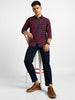 Men's Red Cotton Full Sleeve Slim Fit Casual Checkered Shirt