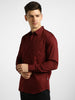 Men's Maroon Cotton Full Sleeve Slim Fit Casual Solid Shirt