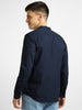Men's Blue Cotton Full Sleeve Slim Fit Solid Shirt with Mandarin Collar