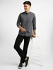 Men's Grey Cotton Full Sleeve Slim Fit Solid Shirt with Mandarin Collar