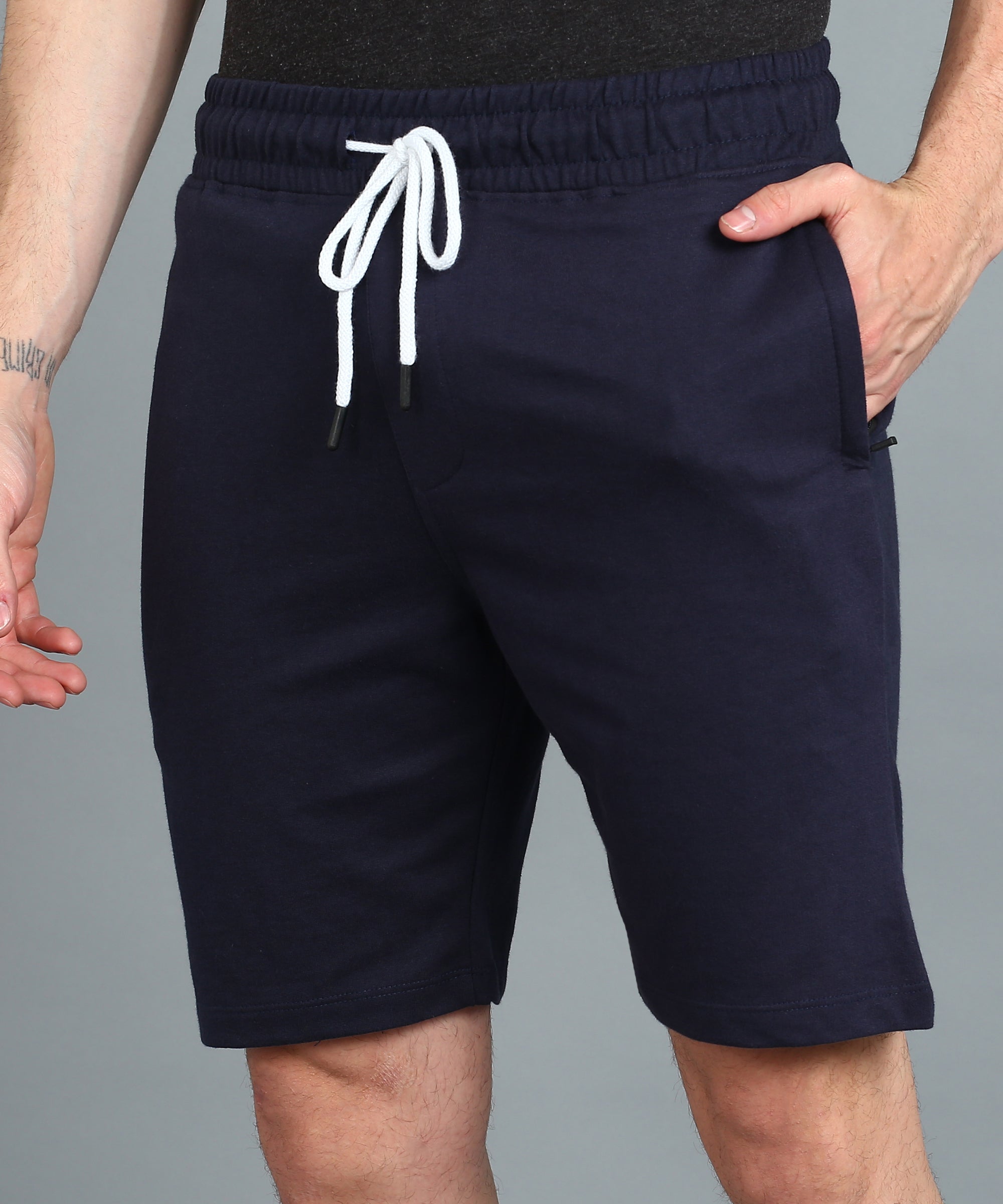 Men's Blue Cotton Regular Shorts Stretchable