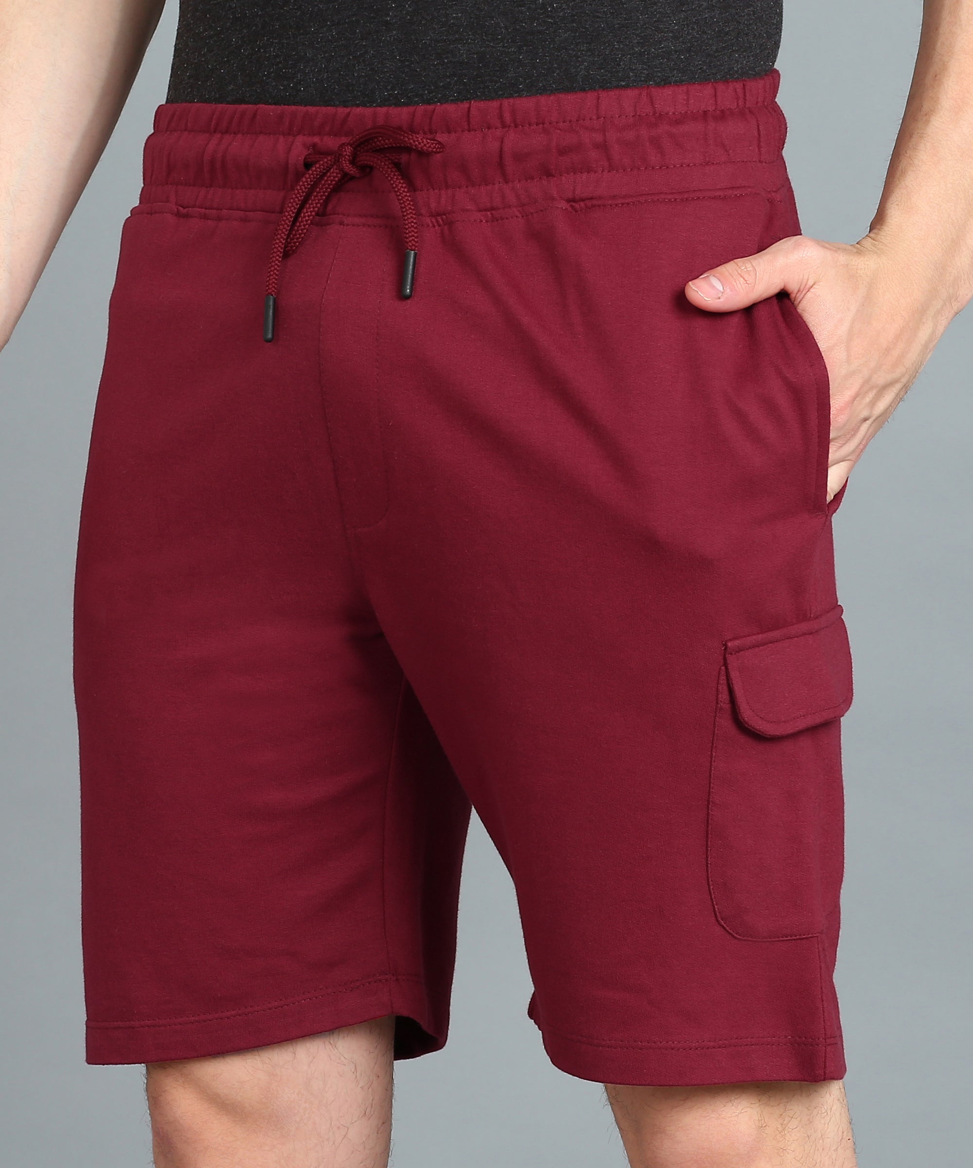 Men's Red Cotton Regular Shorts Stretchable