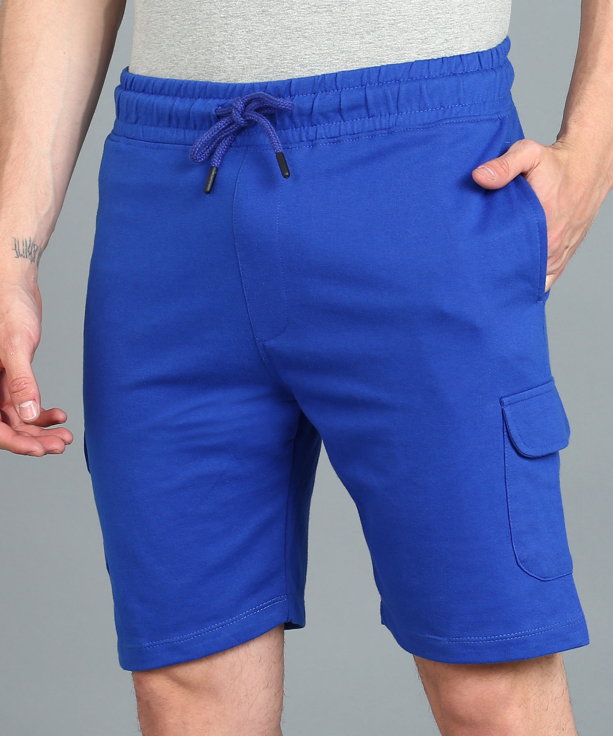 Men's Royal Blue Cotton Regular Shorts Stretchable