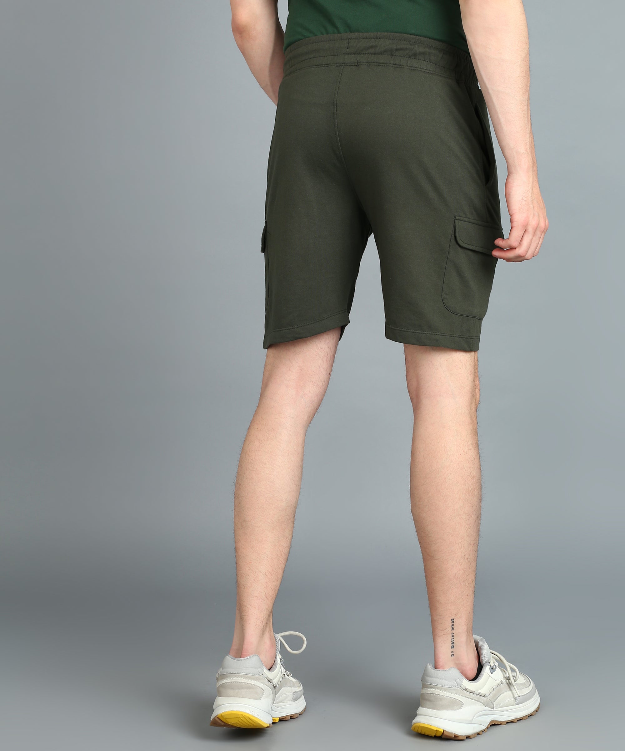 Men's Green Cotton Regular Shorts Stretchable