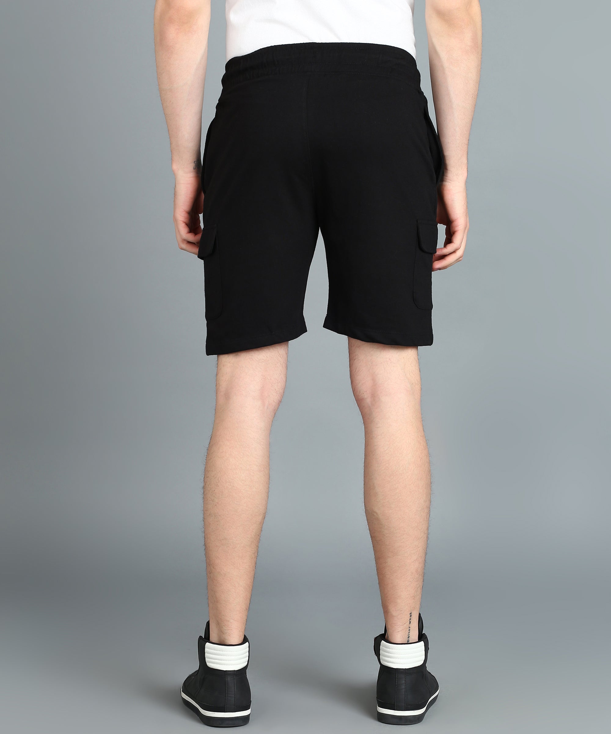 Men's Black Cotton Regular Shorts Stretchable