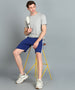 Men's Blue Cotton Color-Block Regular Shorts Stretchable