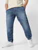 Plus Men's Blue Washed Jogger Jeans Regular Fit Stretch