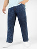 Plus Men's Dark Blue Regular Fit Washed Jeans Stretchable