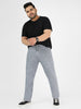 Plus Men's Light Grey Regular Fit Washed Jeans Stretchable