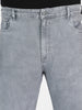 Plus Men's Light Grey Regular Fit Washed Jeans Stretchable