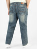 Plus Men's Blue Regular Fit Washed Jeans Stretchable