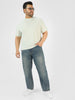 Plus Men's Blue Regular Fit Washed Jeans Stretchable