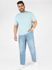 Plus Men's Light Blue Regular Fit Washed Jeans Stretchable