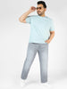 Plus Men's Light Grey Regular Fit Washed Jeans Stretchable