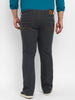 Plus Men's Dark Grey Regular Fit Washed Denim Bootcut Jeans Stretchable