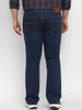 Plus Men's Blue Regular Fit Washed Denim Bootcut Jeans Stretchable